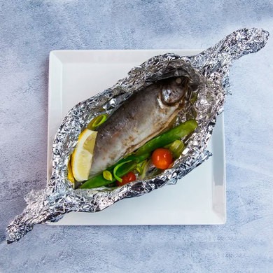 Радужная форель с овощами